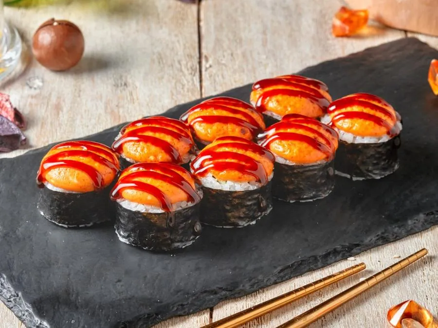 Запеченный острый с креветкой